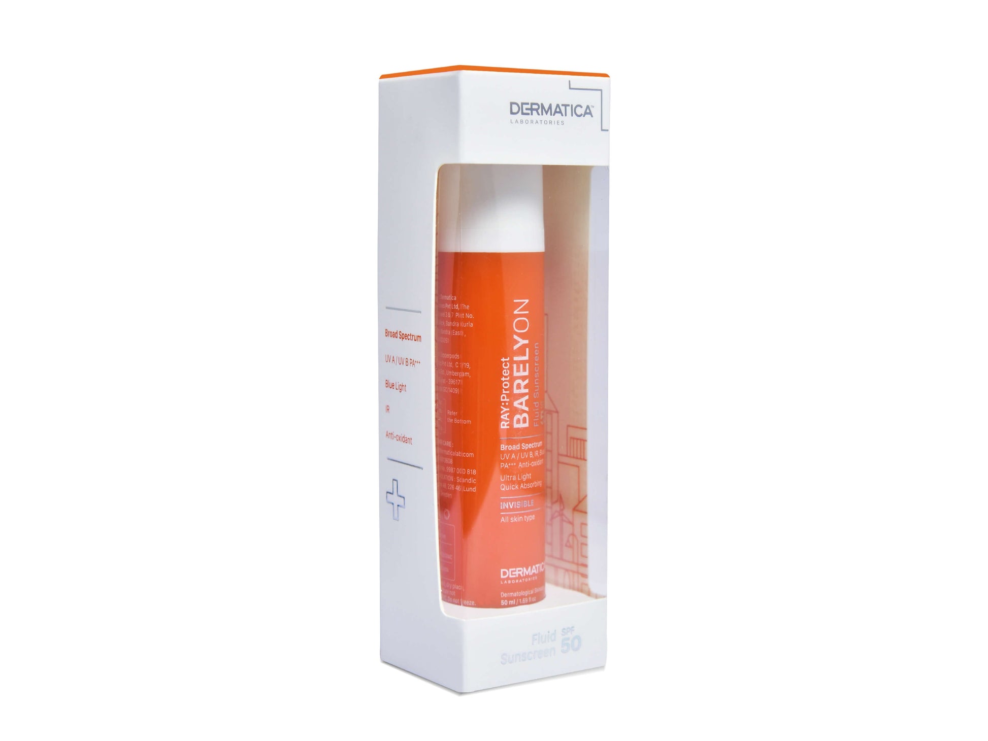 DERMATICA RAY: Protect Barelyon Fluid Sunscreen SPF 50 - Nibasu