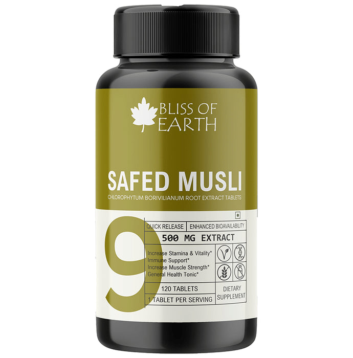 Bliss of Earth Safed Musli 500mg Tablet - Nibasu