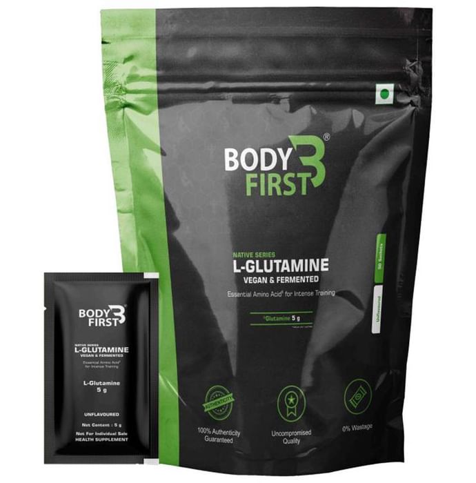 Body First Native Series L-Glutamine Vegan & Fermented Sachet (5gm Each) Unflavoured - Nibasu