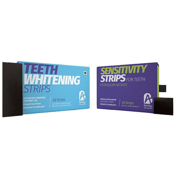 BonAyu Combo Pack of Teeth Withening Dissolving Strip and Sensitivity Dissolving Strip ( 30 Each ) - Nibasu
