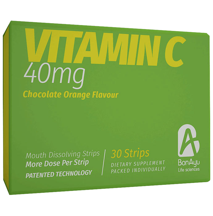 BonAyu Vitamin C 40mg Mouth Dissolving Strip Chocolate Orange - Nibasu