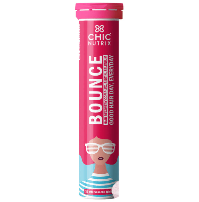 Chicnutrix Bounce Hair Recovery Complex with Biotin & Selenium | Flavour Raspberry Effervescent Tablet - Nibasu