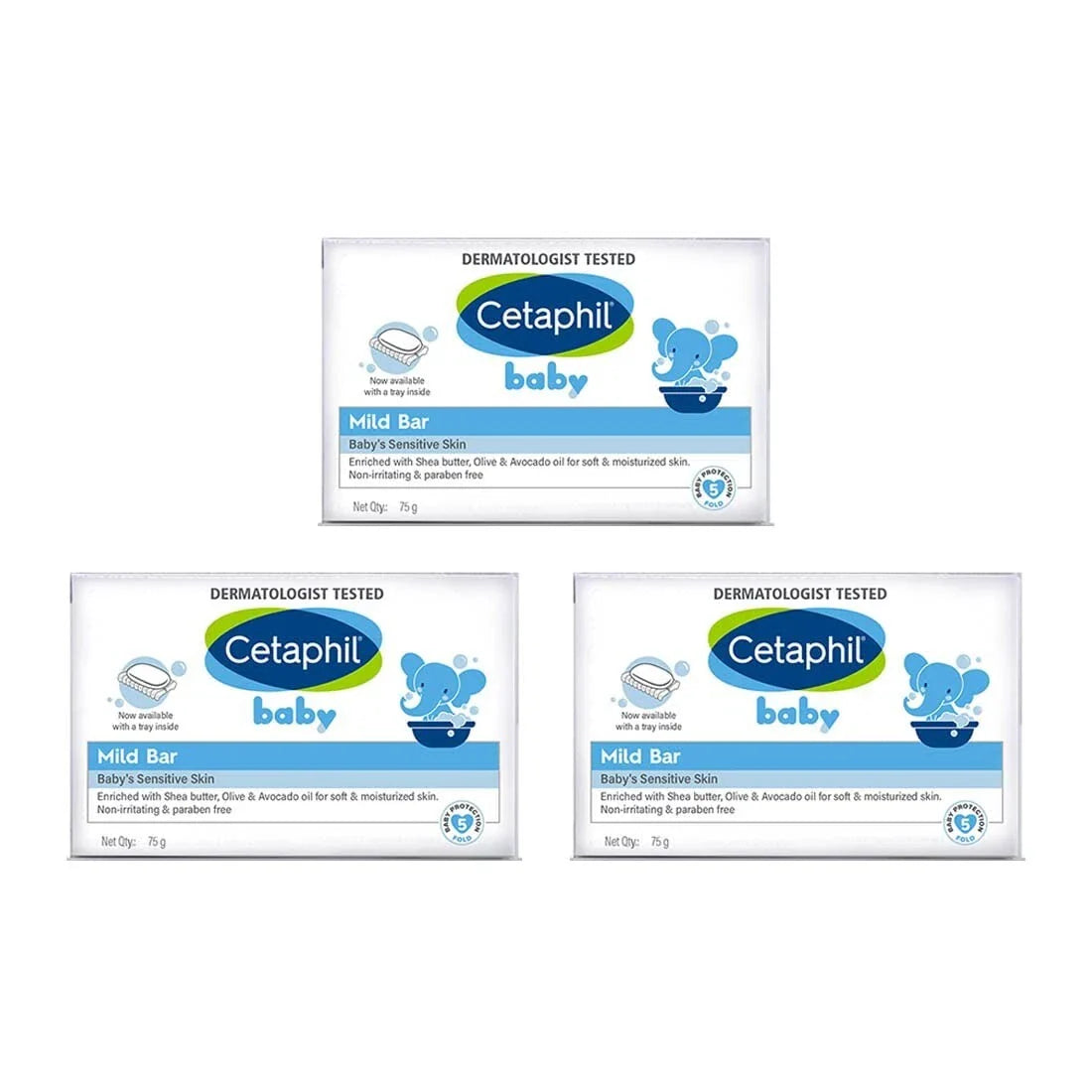 Cetaphil Baby Mild Bar (Pack of 3) - Nibasu