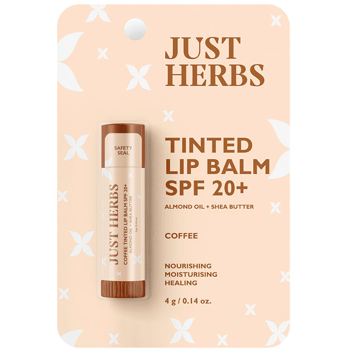 Just Herbs Tinted Lip Balm SPF 20+ Almond Oil + Shea Butter Coffee - Nibasu