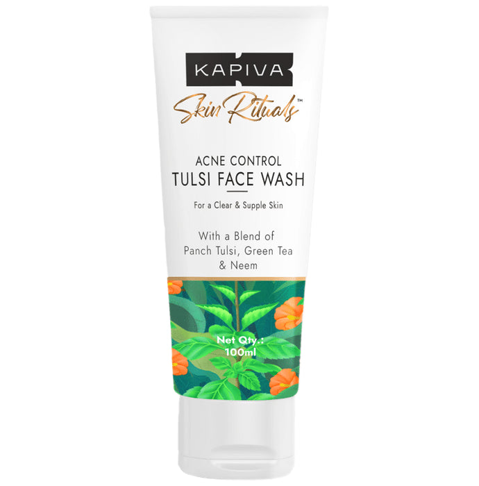 Kapiva Acne Control Tulsi Face Wash | Reduces Active Acne & Scars | For All Skin Types | 0% Parabens Face Wash - Nibasu