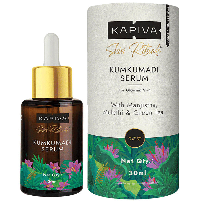 Kapiva Kumkumadi Serum Brighter & Glowing Skin | Helps Reduce Dark Spots, Pigmentation - Nibasu