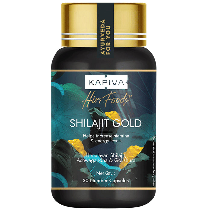 Kapiva Shilajit Gold Capsules with Safed Musli, Gokshura & Ashwagandha | For Stamina & Energy - Nibasu