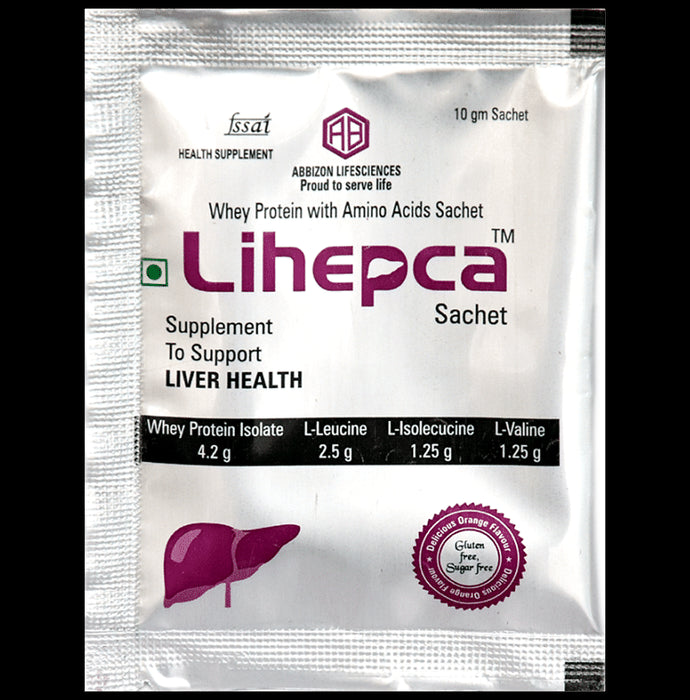 Lihepca Sachet with Whey Protein & Amino Acids | Orange Flavour | Sugar Free & Gluten Free - Nibasu