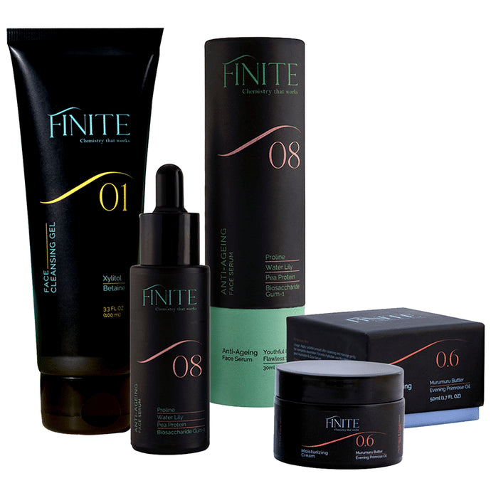 Finite Combo Pack of Moisturizing Cream (50ml), Anti-Ageing Face Serum (30ml) & Face Cleansing Oil (100ml) - Nibasu
