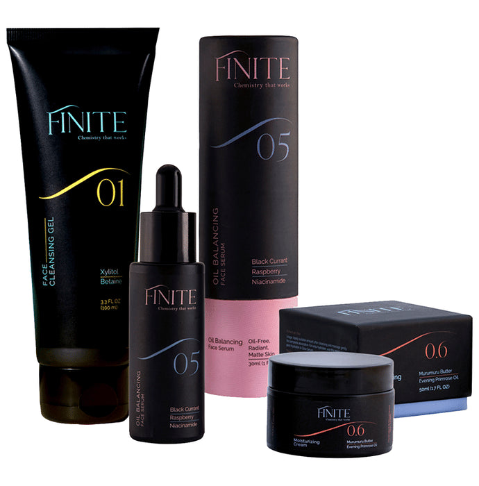 Finite Combo Pack of Moisturizing Cream (50ml), Oil Balancing Face Serum (30ml) & Face Cleansing Oil (100ml) - Nibasu