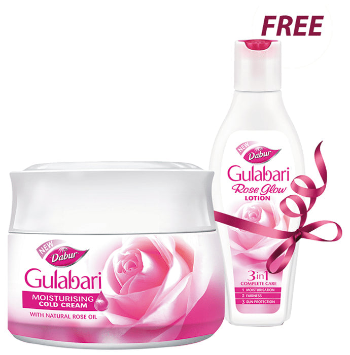 Dabur Gulabari Cold Cream with Gulabari Lotion 50ml Free - Nibasu