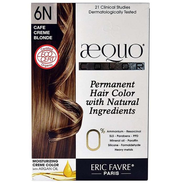 Aequo Permanent Hair Color with Natural Ingreidents Cafe Creme Blonde 6N - Nibasu