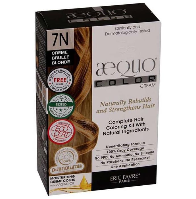 Aequo Permanent Hair Color with Natural Ingreidents Creme Brulee Blonde 7N - Nibasu