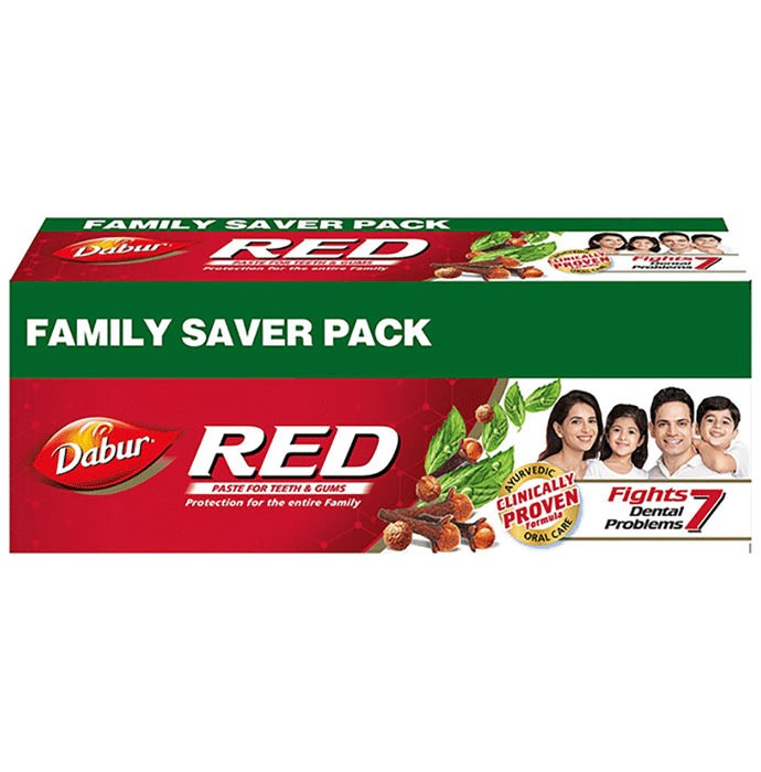 Dabur Red Toothpaste Family Saver Pack for Complete Oral Care | Fluoride-Free (Buy 2, 200gm and Get 1, 100gm Free) - Nibasu