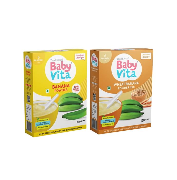 Combo Pack of Banana Powder and Wheat Banana Powder Mix (200gm Each) - Nibasu