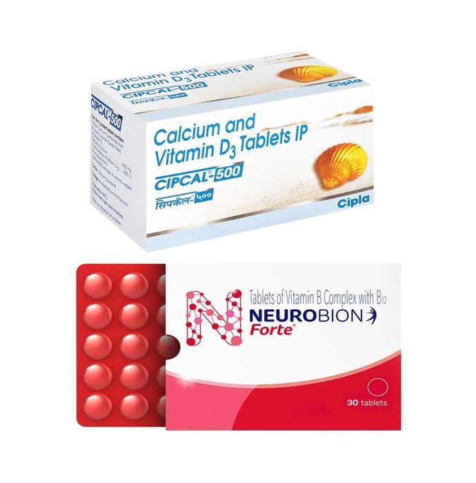 Combo Pack of Cipcal 500 Tablet (15) & Neurobion Forte Tablet (30) - Nibasu