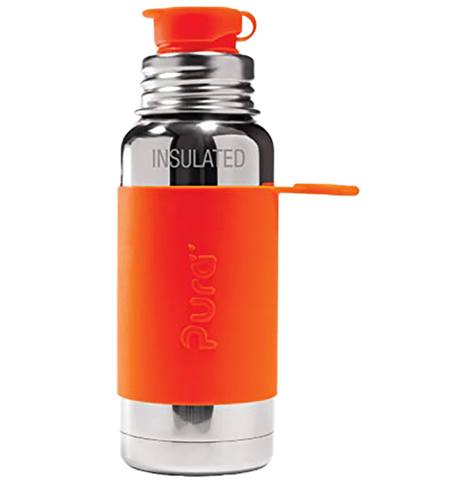 Pura Sport insulated Bottle with Sport Sleeve & Silicon Big Mouth Sport Top Orange - Nibasu