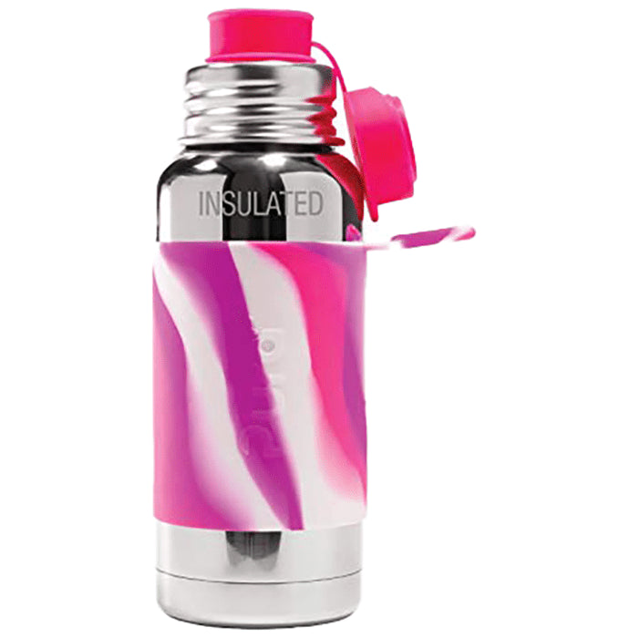 Pura Sport insulated Bottle with Sport Sleeve & Silicon Big Mouth Sport Top Pink Swirl - Nibasu
