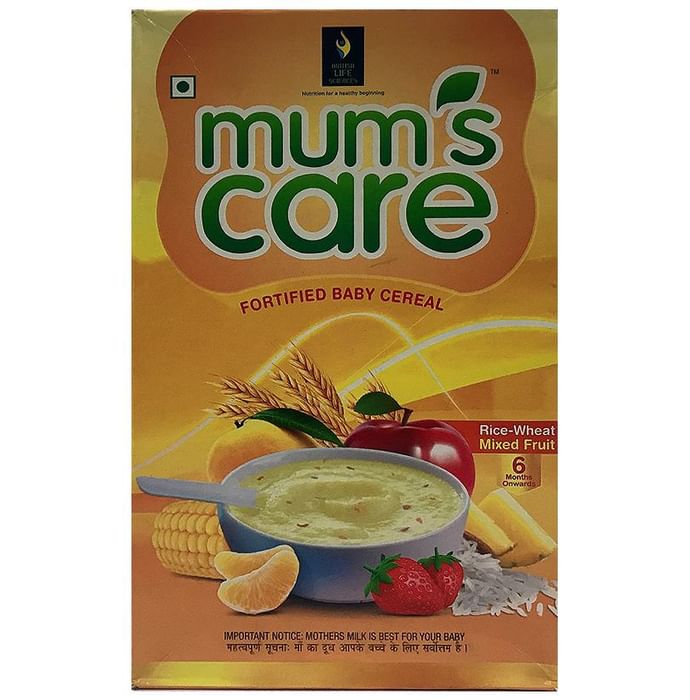 Mum's Care Fortified Baby Cereal 6 Months Onwards Mixed Fruit Rice Wheat - Nibasu