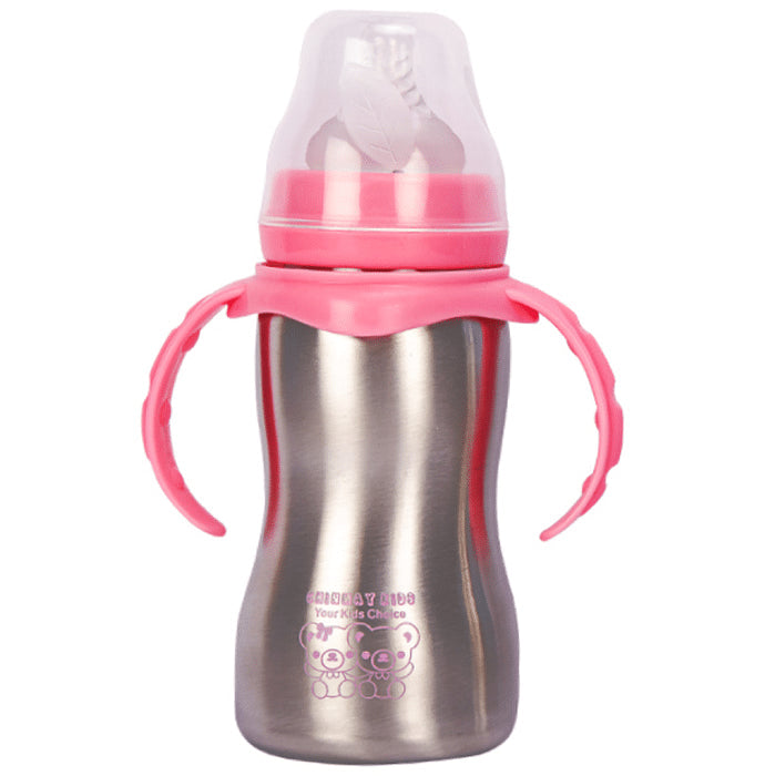 Mylo Essentials Stainless Steel Feeding Bottle with Sipper Pink - Nibasu
