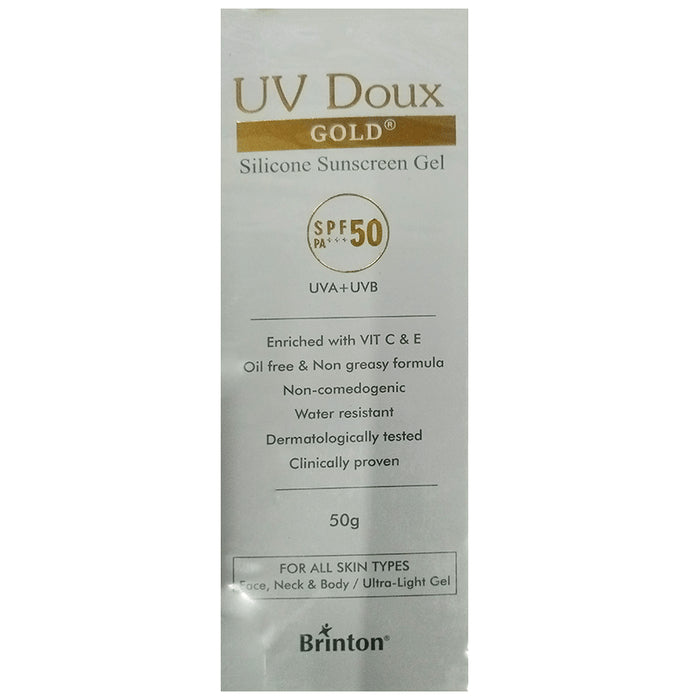 UV Doux Gold Silicone Sunscreen Gel SPF 50 | With Vitamin C & E for All Skin Types - Nibasu