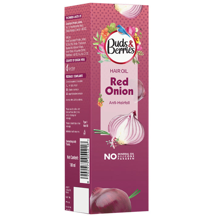 Buds & Berries Anti- Hairfall Hair Oil Red Onion - Nibasu