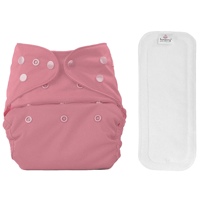 Bumberry Adjustable Reusable Cloth Diaper Cover With 1 Wet Free Insert Mauve - Nibasu