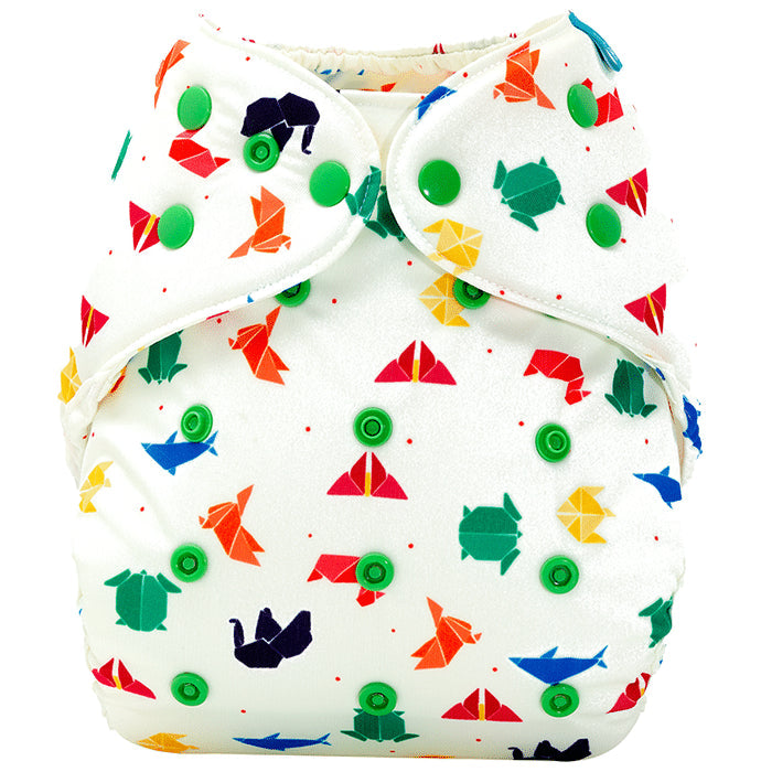 Bumberry Adjustable Reusable Cloth Diaper Cover With 1 Wet Free Insert Origami - Nibasu