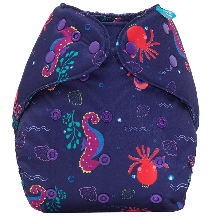 Bumberry Adjustable Reusable Cloth Diaper Cover With 1 Wet Free Insert Seahorse - Nibasu
