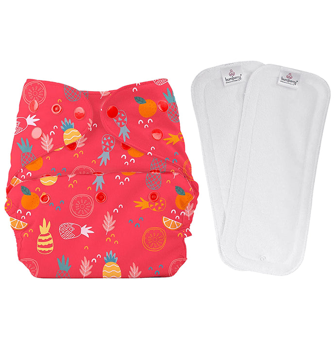 Bumberry Adjustable Reusable Cloth Diaper Cover with 2 Wet Free Insert For Babies Pineapple - Nibasu