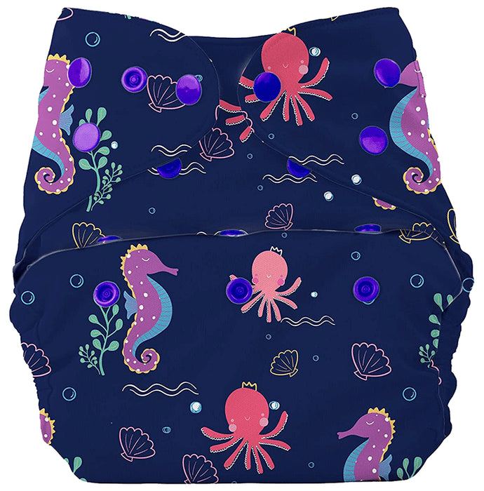 Bumberry Adjustable Reusable Cloth Diaper Cover Without Inserts Seahorse - Nibasu