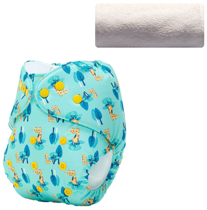 Bumberry Adjustable Reusable Cloth Pocket Diaper With 1 Three-Layer Microfiber Inserts for Babies Baby Giraffe - Nibasu