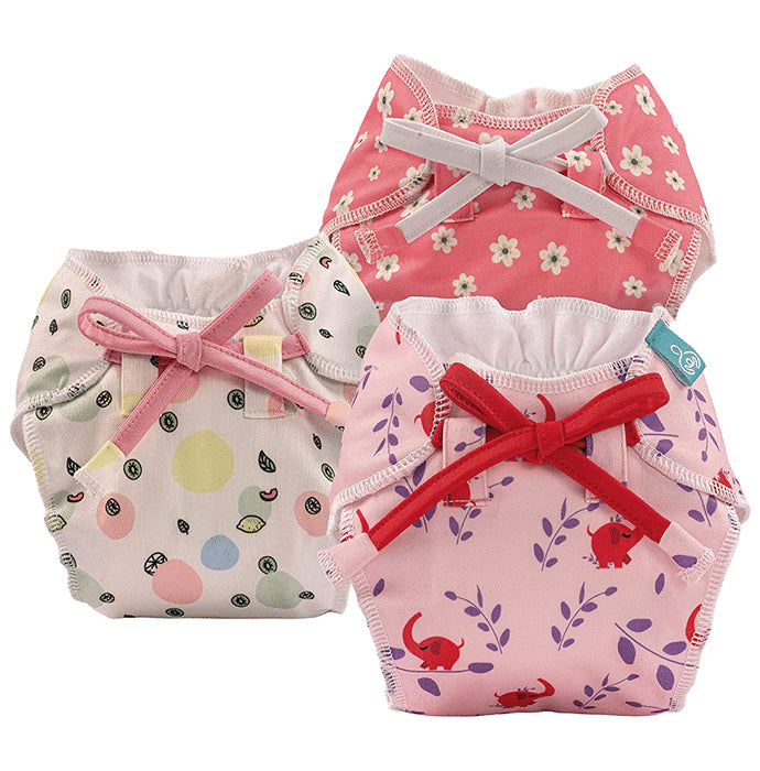 Bumberry Baby Smart Nappy Leak Proof Reusable & Adjustable Cloth Diaper for Newborn Baby Pink, Fruityline, Lilies - Nibasu