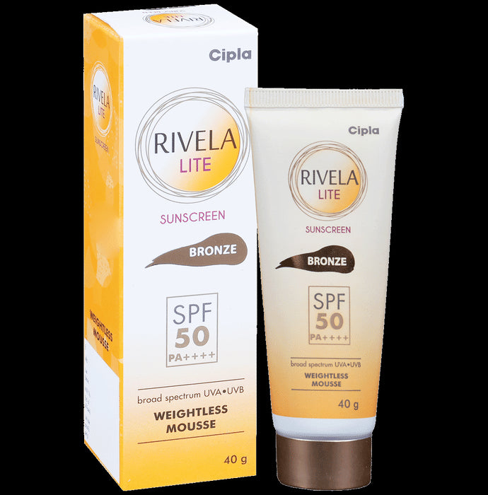 Rivela Lite Weightless Mousse Broad Spectrum UVA/UVB Sunscreen | Bronze SPF 50+ - Nibasu