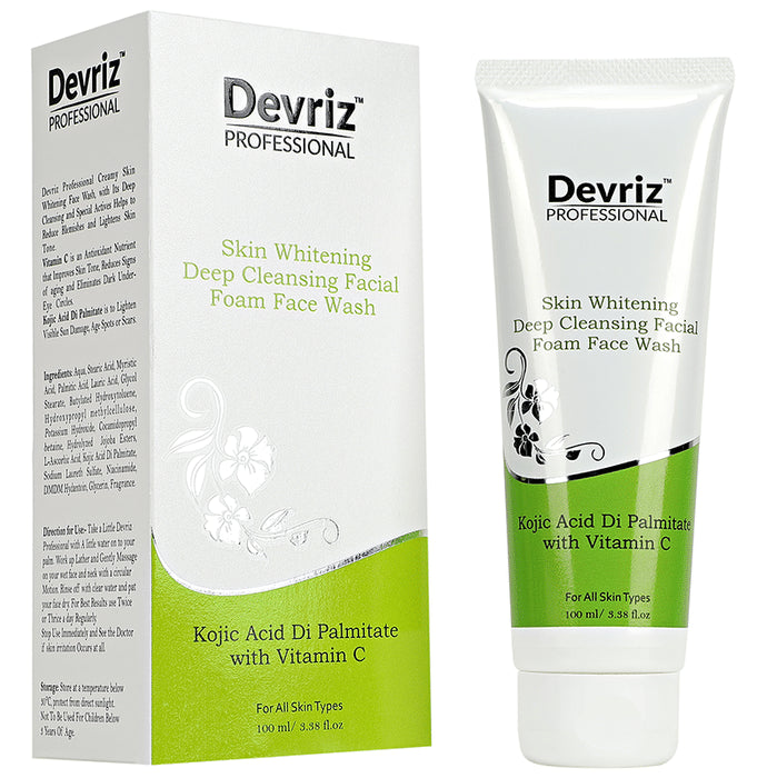 Devriz Professional Skin Whitening Deep Cleansing Facial Foam Face Wash - Nibasu