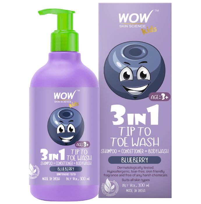 WOW Skin Science Kids 3 in 1 Tip to Toe Wash Blueberry - Nibasu