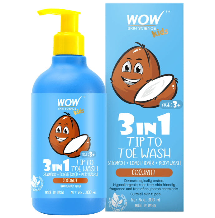 WOW Skin Science Kids 3 in 1 Tip to Toe Wash Coconut - Nibasu