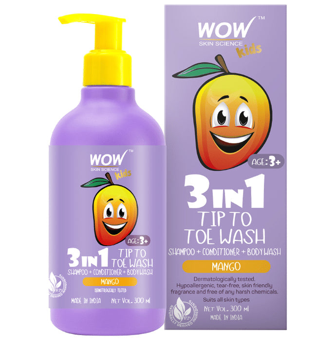 WOW Skin Science Kids 3 in 1 Tip to Toe Wash Mango - Nibasu