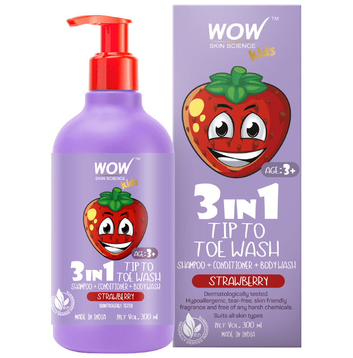 WOW Skin Science Kids 3 in 1 Tip to Toe Wash Strawberry - Nibasu