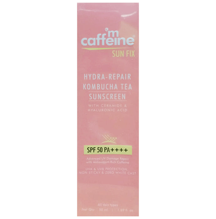 mCaffeine Hydra Repair Sunscreen with Kombucha Tea UVA-UVB Protection & No White Cast SPF 50 PA++++ - Nibasu