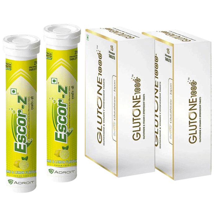 Glutone Glutone 1000 (15)& Escor-Z Lime & lemon Flavour(20) - Nibasu