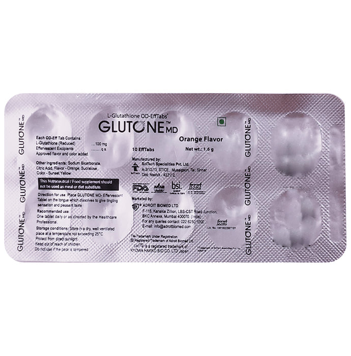 Glutone MD Effervescent Tablet (10 Each) Orange - Nibasu