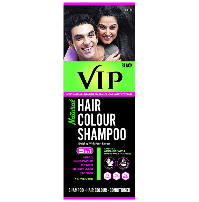 VIP Black Natural Hair Colour Shampoo | For Grey Coverage - Nibasu