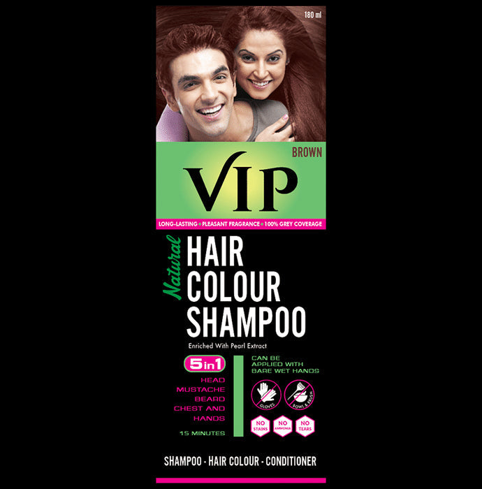 VIP Brown Natural Hair Colour Shampoo | For Grey Coverage - Nibasu