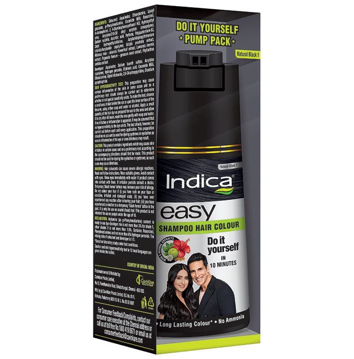 Indica Easy Shampoo Hair Colour Natural Black 1 - Nibasu