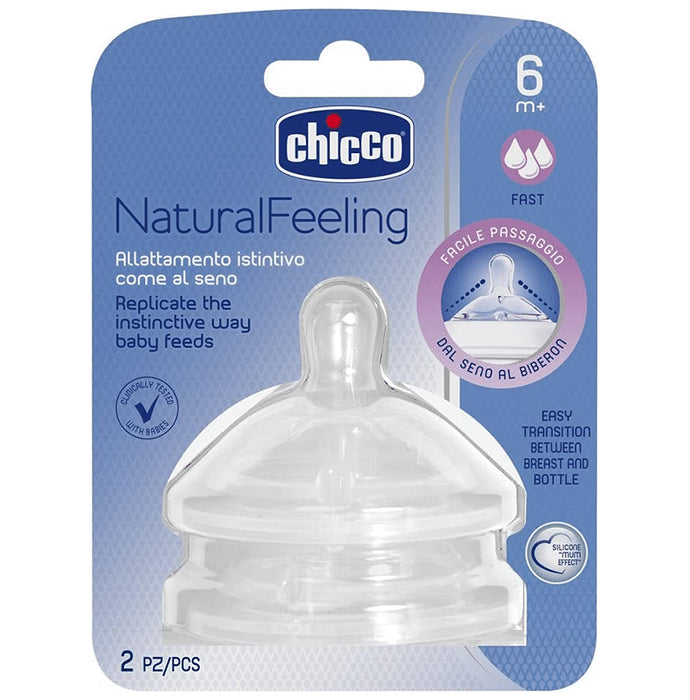 Chicco 2 Teat Natural feeling 6M+ F Fast - Nibasu