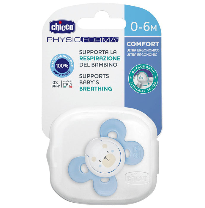 Chicco Physio Comfort Silicone 0 to 6 Months Soother Blue - Nibasu