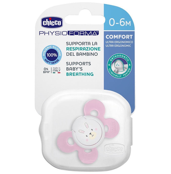 Chicco Physio Comfort Silicone 0 to 6 Months Soother Pink - Nibasu