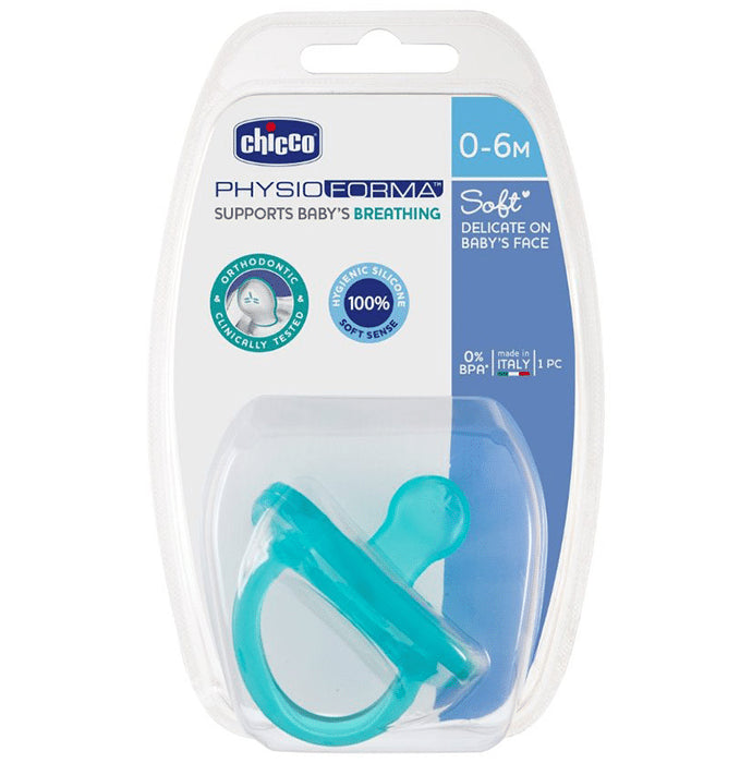 Chicco Physio Soft Silicone 0 to 6 Months Soother Blue - Nibasu