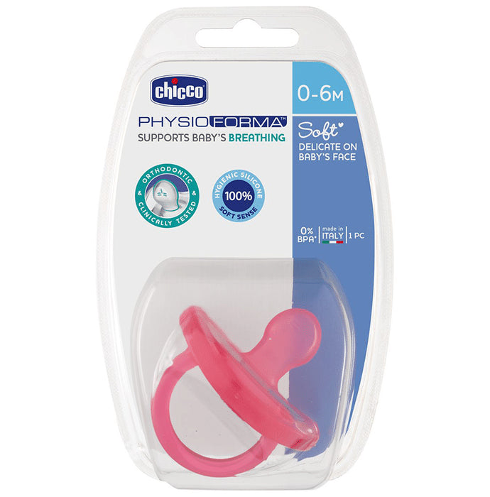 Chicco Physio Soft Silicone 0 to 6 Months Soother Pink - Nibasu